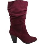 ショッピングprit 【並行輸入品】Esprit Oliana 折りたたみトップブロックヒール ミッドカーフブーツ  ボルドー  24　