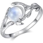 ショッピングミニマリスト 【並行輸入品】Angol 本物のムーンストーンリング レディース スターリングシルバー ムーンストーン ムーンサンリング ミニマリスト ステートメント