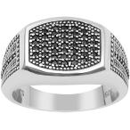 メンズブラックスピネルリングソリッ...