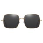 [ZHILE] クラッシク スクエア 偏光 調光 レンズ サングラス ウェリントン レディース UVカット 収納ケース付き 大 (金枠 | グレーレン