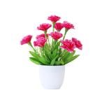 siawadeky カーネーション 造花ポット 鉢植え植物 デスクトップ ミニ造花装飾 世話なし 枯れない花 フェイクフラワー 人工観葉植物 カーネー