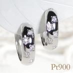 Pt900 0.10ct フープ ドット ダイヤモンド ピアス 人気 ジュエリー ダイア 中折れ プラチナ 0.1カラット ダイア 4月 誕生石 ギフト プレゼント GHA14
