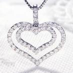 ダイヤモンド ネックレス ハート 18k 18金 WG オープンハート 2連 ペンダント ダイヤ 可愛い GUPD1163