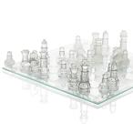 SRENTA 10インチ ファインガラス チェスゲームセット ソリッドガラス チェスピース パッド入りボトム クリスタルチェスボード ユ 並行輸入