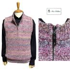 ショッピングゲラン セール　GEE GELLAN ジーゲラン GEEGELLAN　霜降りニット　ブロックチェック　ハーフジップ　ニットベスト　ピンク