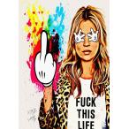 Star Design 【キャンバスポスター】 A2サイズ アートポスター FUCK THIS LIFE ケイトモス 海外セレブ #wb47
