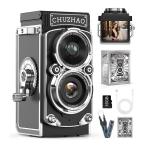 ショッピングジョイ Color:ブラック CHUZHAO ミニレトロカメラ: 1080Pミニレトロデジタルトイカメラ12MPオートフォーカス 二眼レフカメラ1.54インチ画面 軽量 携帯 デジタル TLR 16G