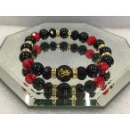プロ野球 広島東洋カープ グッズ天然石ブレスレットブラックMサイズ-343