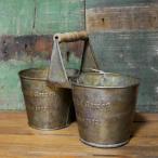 ショッピングアンティーク アンティーク 2連 ブリキ バケツ HEARTFUL GARDEN ガーデニング プランター 鉢