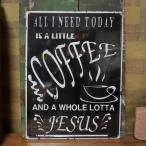 エンボス メタルサイン COFFEE JESUS ブリキ看板