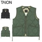 TAION タイオン インナーダウン ベスト ジレ アウター 子供服 ミリタリー Vネックジップ キッズ MILITARY V-NECK ZIP ブラック オリーブ 黒 TAION-K001ZML-1