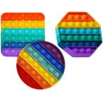 プッシュポップバブル 3個セット スクイーズ玩具 知育 減圧グッズ バブル感覚 丸型 八角形 正方形 1年保証 #738