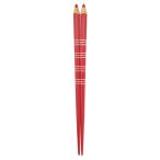 アオバ 箸 食洗機対応 天然木 色えんぴつ ボーダー 赤 18cm