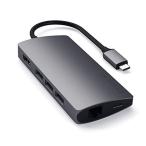 Satechi V2 マルチ USB-C ハブ 8-in-1 (スペースグレイ) 4K HDMI(60Hz), イーサネット, USBC PD充電,