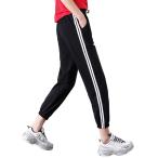 [Nesseo] джерси женский внизу боковой линия тренировочный брюки брюки-джоггеры брюки длинный спорт бег 046-blk-M