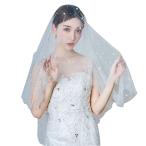 misakinoya ウエディングベール ショートベール ヴェール 花嫁ベール かわいい パール付き ベールダウン 単層ベール コームなし ホワイト