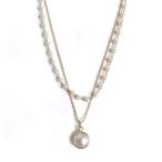 [ALOHAMONI]aro - moni 2 полосный жемчуг Short цепь короткое колье колье 2 полосный параллель дизайн длина регулировка возможность регулировщик имеется .