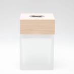 ウッドキャップ・キューブグラスボトル 【スモークホワイト】リードディフューザー用 リードディフューザーボトル ガラス ビン 容器 (5.5cm*5.5