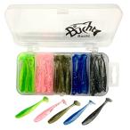 Bucht Shad tail wa-m2 дюймовый 5 цвет wa-m с футляром автобус рыбалка ajing 