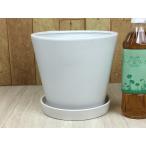 陶器鉢 MP 丸型 白 つや無 20cm 3リットル 受皿付 植木鉢 おしゃれ 室内