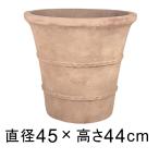 植木鉢 大型 横ライン丸型 アンティーク 素焼き鉢 テラコッタ RV 45cm 34リットル ショコラ メーカー直送 日時指定不可 同梱不可 代引不可 返品不可