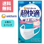超快適 マスク 極上耳ごごち ふつう サイズ ６枚入り 2袋 ユニ・チャーム unicharm ゆったりフィット 耳 らくらく プリーツタイプ ふつう 不織布マスク 送料無料