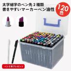 【あすつく 送料無料】マーカーペン 120色セット 油性 2種類のペン先 太字・細字 (GG-120) ポップ 塗り絵 イラスト作成 画材 アート 収納ケース付き