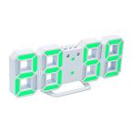 ZAZ цифровой LED часы 3D цифровой сигнализация часы ( корпус : белый, LED: зеленый ) dtokei-001