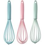 泡立て器 手動 シリコン ミニ ホイッパー 混ぜ器 製菓用 頑丈 滑り止め ウィスク 耐熱 キッチン料理用 キッチンツール おしゃれ 25*7cm (ピンク)