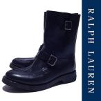 新品 RALPH LAUREN ENGINEER BOOTS ラルフローレン エンジニア ブーツ ブラック レザー イタリア ITALY POLO USED加工 26.5cm 正規品 (A1717-RLG0003)