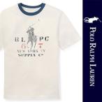新品 POLO RALPH LAUREN BOYS S/S T-SHIRT ポロ ラルフローレン ボーイズ 半袖Ｔシャツ ホワイト ネイビー コットン ビッグポニー RL 正規品 (148)