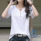 トップス シャツ Tシャツ レディース 大きいサイズ 体型カバー ゆったり ioso 着痩せ 半袖 Vネック カットソー 綿 コットン 夏服 おしゃれ