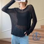 シアー トップス ロンt レディース 薄手 カットソー 長袖 ioso ロング tシャツ シアートップス 透け感 インナー 重ね着 ラウンドネック リブ
