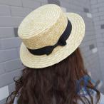 カンカン帽キッズあご紐女の子ゴム付...