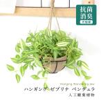 人工観葉植物 光触媒 水やり不要 高さ25 インテリアグリーン 観葉植物 造花 防臭 殺菌 抗菌 洗浄 ひっかけ紐付き 吊り飾り ゼブリナ・ペンデュラ43cm ドリス