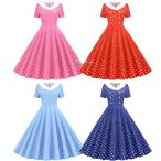 パーティードレス半袖レトロワンピースフレアワンピース社交ダンスウェア大きい...