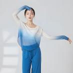 ダンス 衣装 トップス レディース 大人 グラデーション ダンス トップス 長袖 ゆったり ブラウス シースルー エレガント バレエ 古典ダンス 衣装 社交ダンス 練