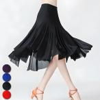 社交ダンススカートラテンダンス衣装スカートレッスン着練習着ウエストゴム膝丈...