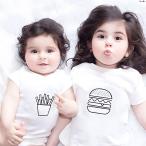 リンクコーデ 親子 ペアルック ロンパース 赤ちゃん 兄弟 おそろい 親子 ペアtシャツ ハンバーガー フライドポテト tシャツ ベビー 親子ペア 家族 お揃い tシャ