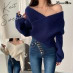 Vネックセーターニットセーターオフ...