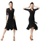 レディースダンス衣装ラテンダンスワンピースラテンドレス社交ダンス黒ワンピー...