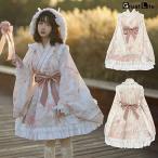 浴衣 可愛い 女の子 和風ロリータ ワンピース 可愛い 和風 メイド服 ゆかた 浴衣ドレス 春 桜 お花見 レディース かわいい ピンク 和装 リボン Lolita ロリィタ