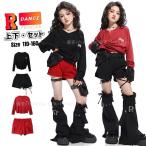 k-pop костюм Kids танцевальный костюм выставить красный брюки-карго hip-hop девочка .... tops шорты танцевальный костюм нога покрытие чёрный цвет красный 2 цвет Cheer 