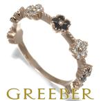 ブラック＆クリア ダイヤ 0.25ct/0.18ct フラワー  リング K18PG GENJ