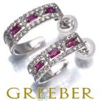ダイヤ ダイヤモンド 0.15ct/0.15ct ルビー 0.14ct/0.14ct フープ ピアス Pt900 ソーティングGENJ 大幅値下げ品