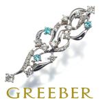 パライバトルマリン 0.11ct ダイヤ ダイヤモンド 0.55ct 透かし ペンダントトップ K18WG GENJ 大幅値下げ品