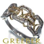 ショッピングダイヤモンド ダイヤ ダイヤモンド 0.55ct バゲットカット レールセッティング 透かし リング K18YG/WG 指輪 GENJ