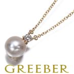 ティファニー ネックレス パール 真珠 6.8mm ダイヤ ダイヤモンド K18YG BLJ