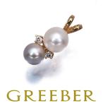 ショッピングペンダント ティファニー ペンダントトップ パール 真珠 5.4mm/6.2mm ダイヤ ダイヤモンド K18YG BLJ