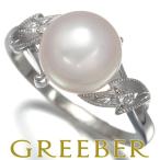 ミキモト リング パール 真珠 8.8mm ダイヤ ダイヤモンド リーフ 艶消し 12号 Pt900 指輪 BLJ